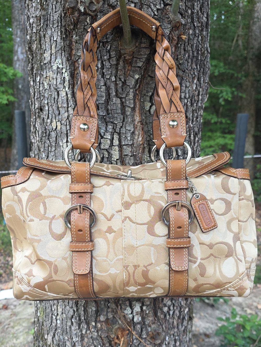 Coach 2007 Large Chelsea Top Turnlock Satchel In Optic